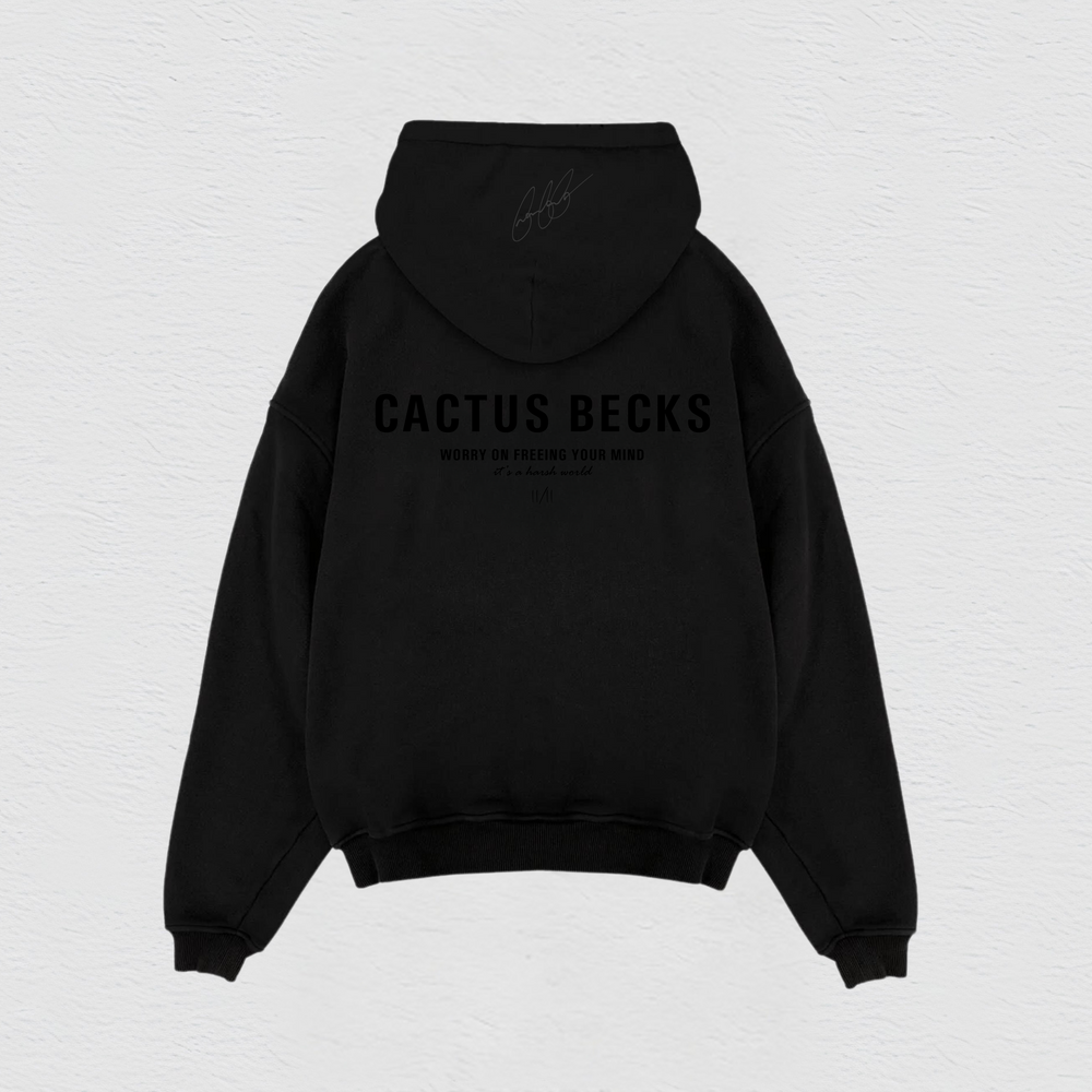 Cactus Becks 11/11 Hoodie: Black/Black - Back 1