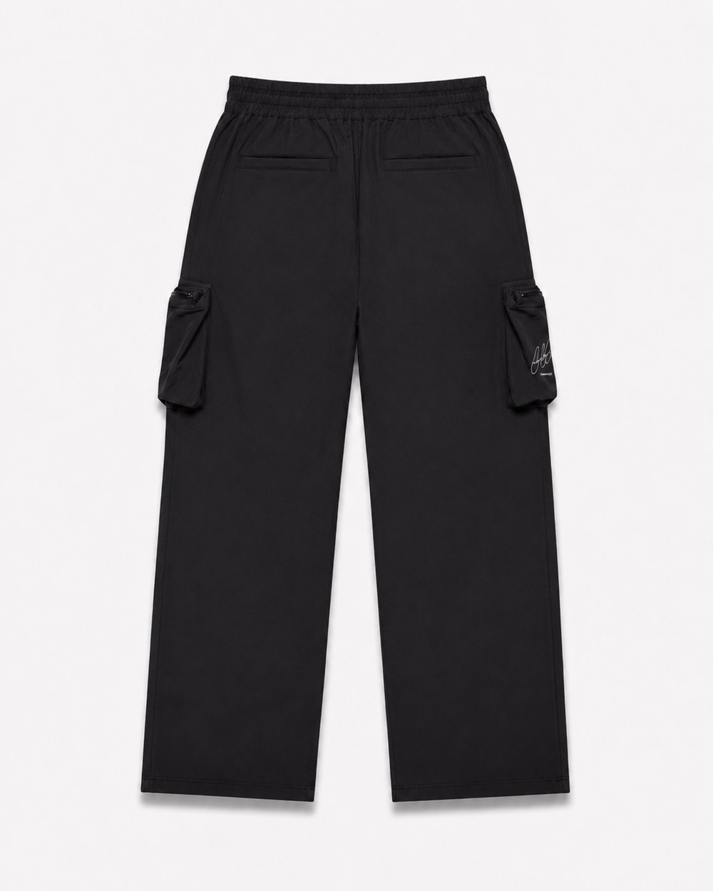 Black cargo pants by Cactus Becks on a white background