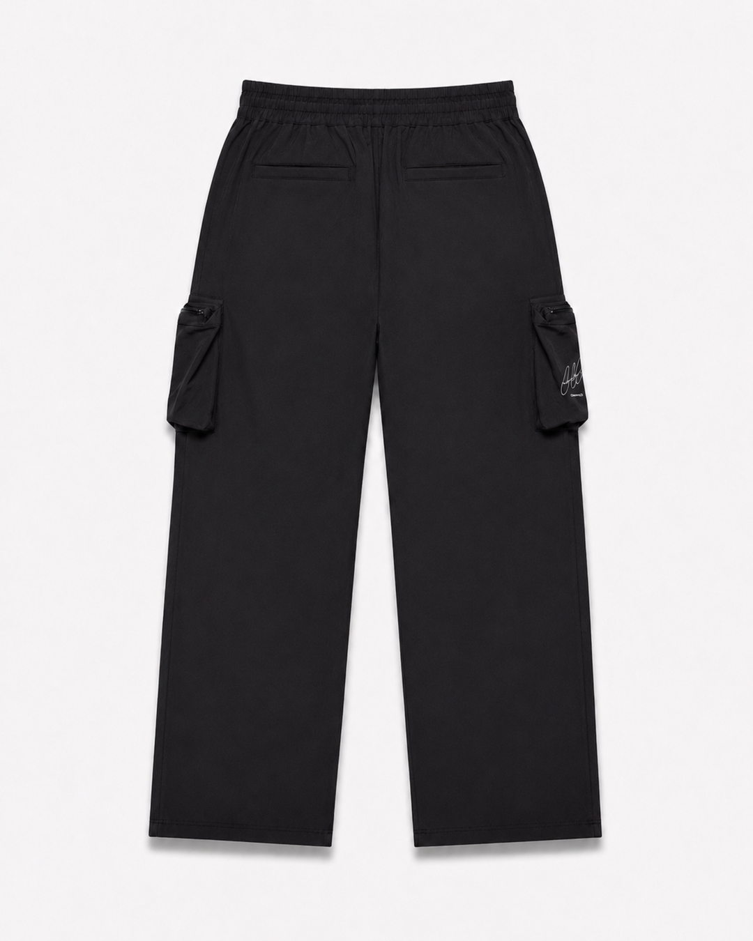 Black cargo pants by Cactus Becks on a white background