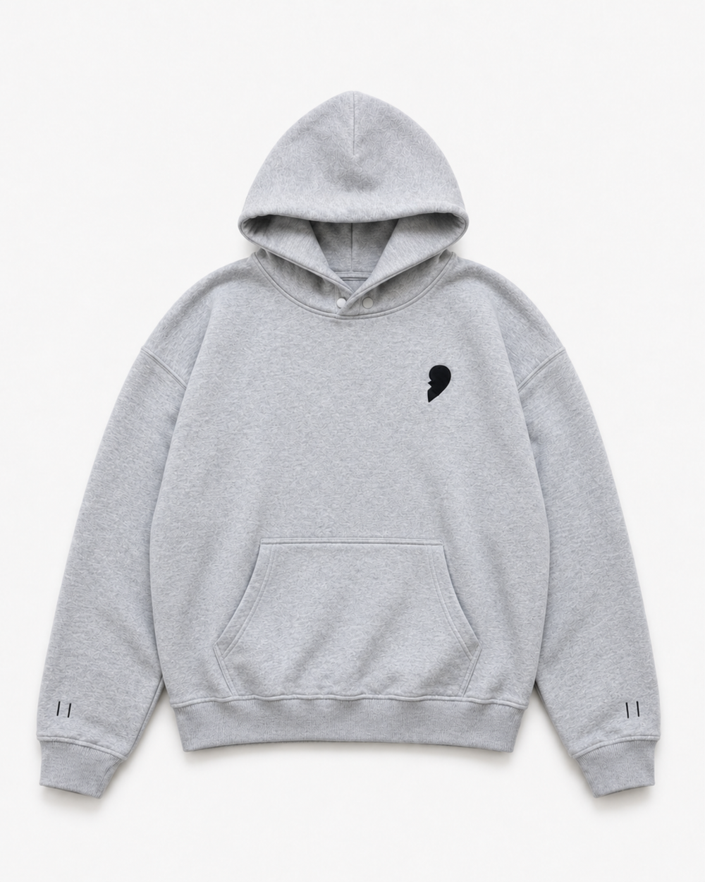 Grey Hoodie By Cactus Becks with broken heart on the front